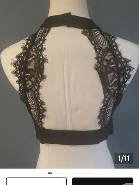 Lulu's Black Lace Halter Crop Top